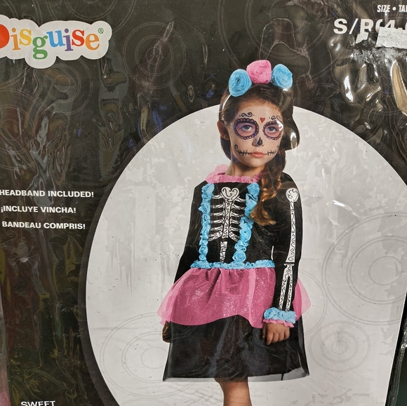 Disguise Kids Day of the Dead Costume - Black and Pink - Picture 1 of 4